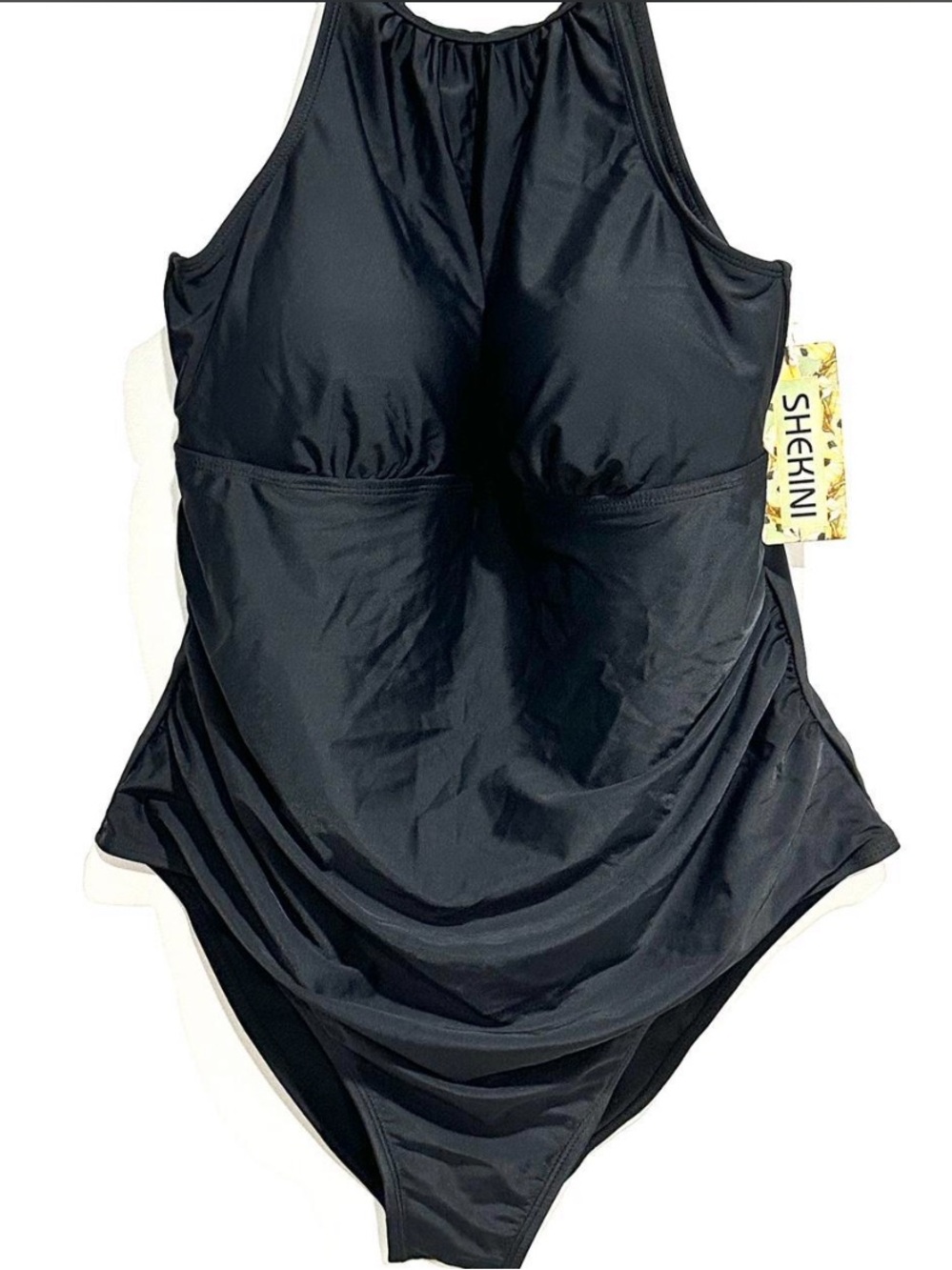 SHEKINI Black High-Neck One-Piece Swimsuit